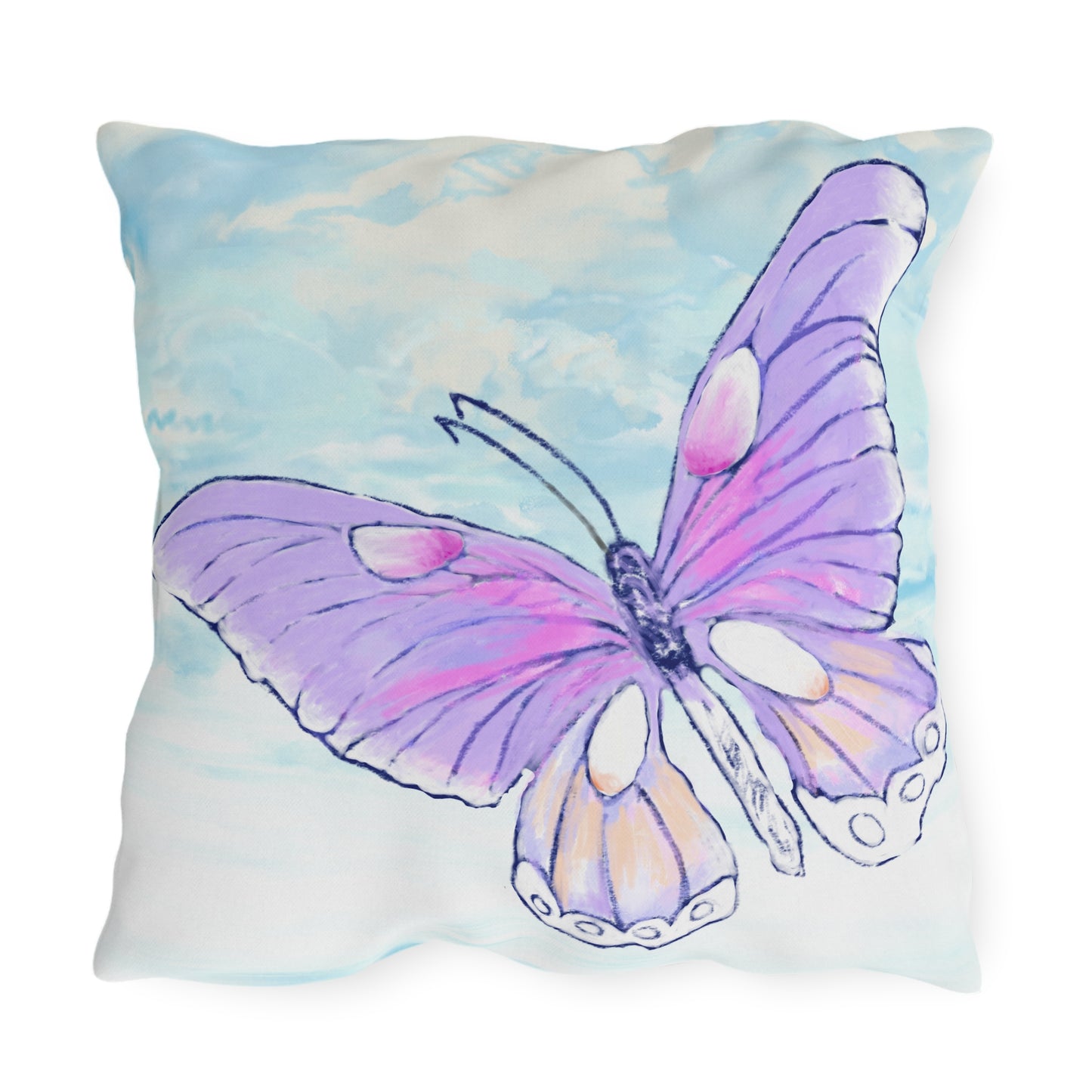 Outdoor Pillows Butterfly Orange & Lavender