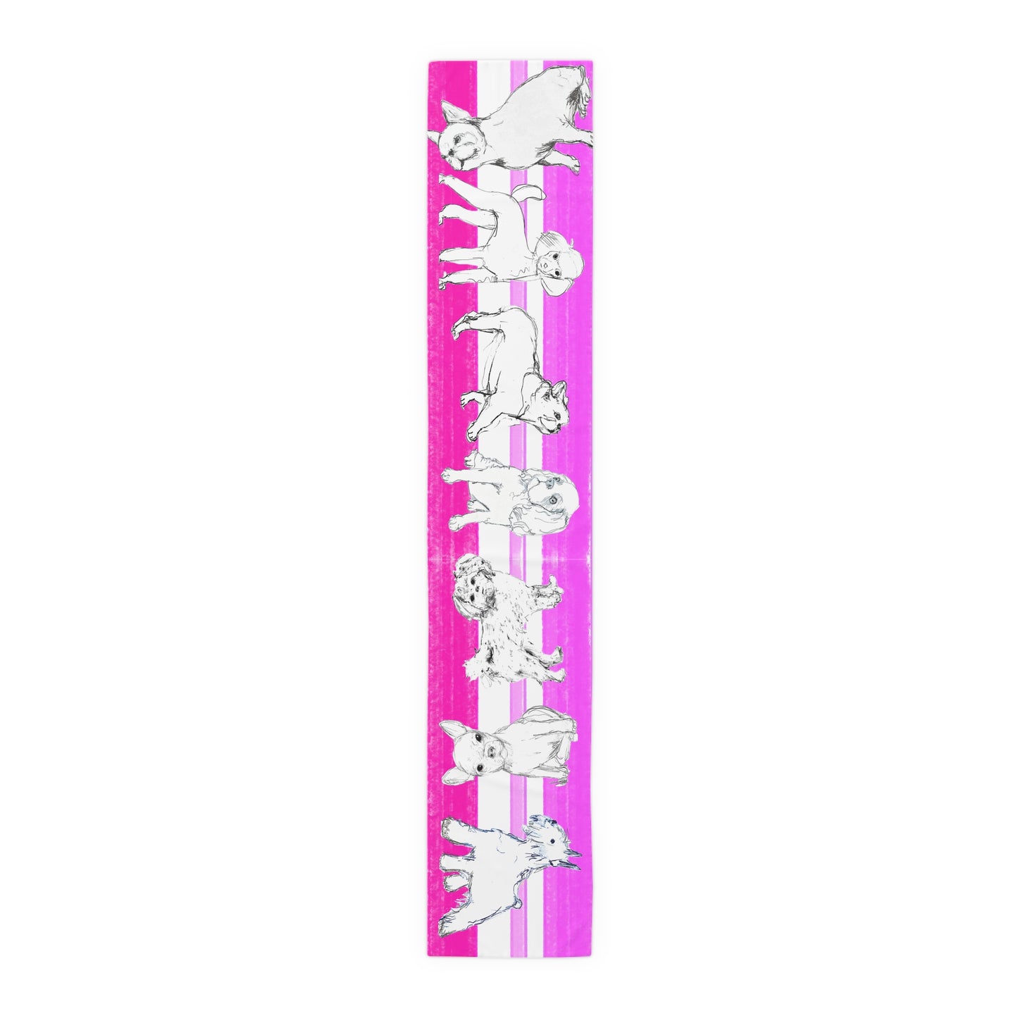 Dogi Butterfly Flutter Table Runner , 16" x 90", Cotton Creamy White Background OR Poly Bright White Background), Pinks