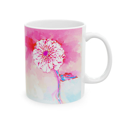 Zinnia Color Splash Mug Pink  “Dare to Live”