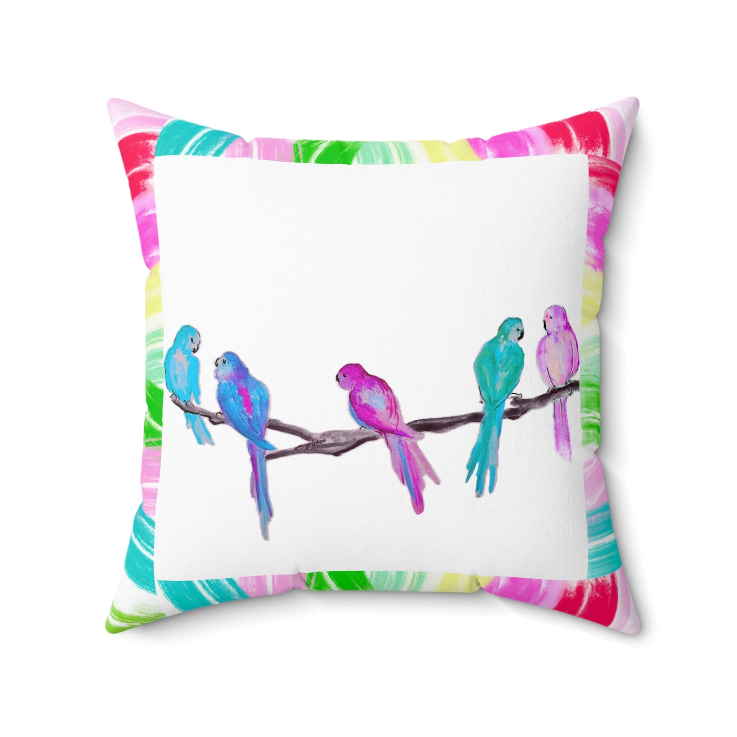 Mega Dot Polyester Square Pillow Birds