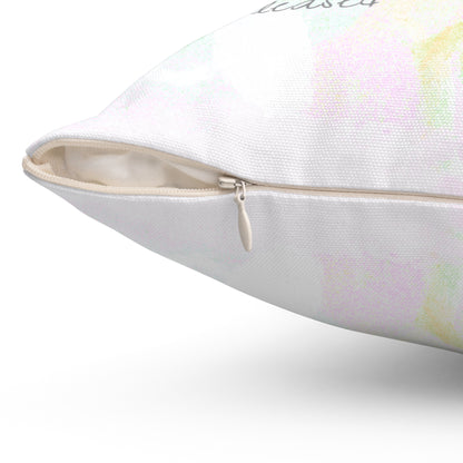 Zinnia Quiet Reflection Spun Polyester Square Pillow in Green, "God is sovereign and I am pleased"