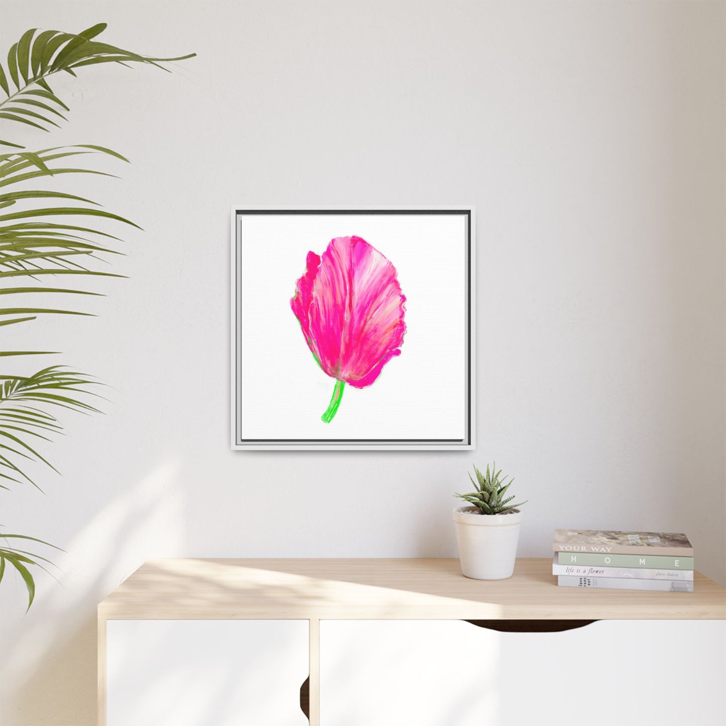 Dancing Tulips Matte Canvas, Framed (Multi-color) Raspberry Red
