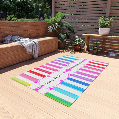 Watercolor Stripes Indoor/Outdoor Rug "Time fades, truth stands"
