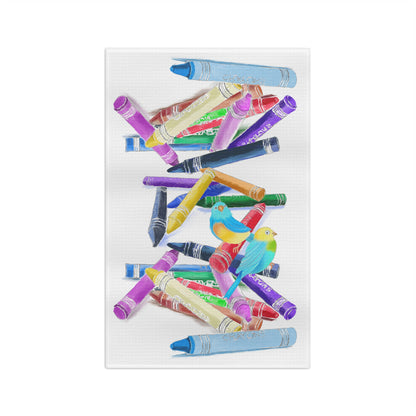 Microfiber Dish Towel Crayons with Jolly Bird