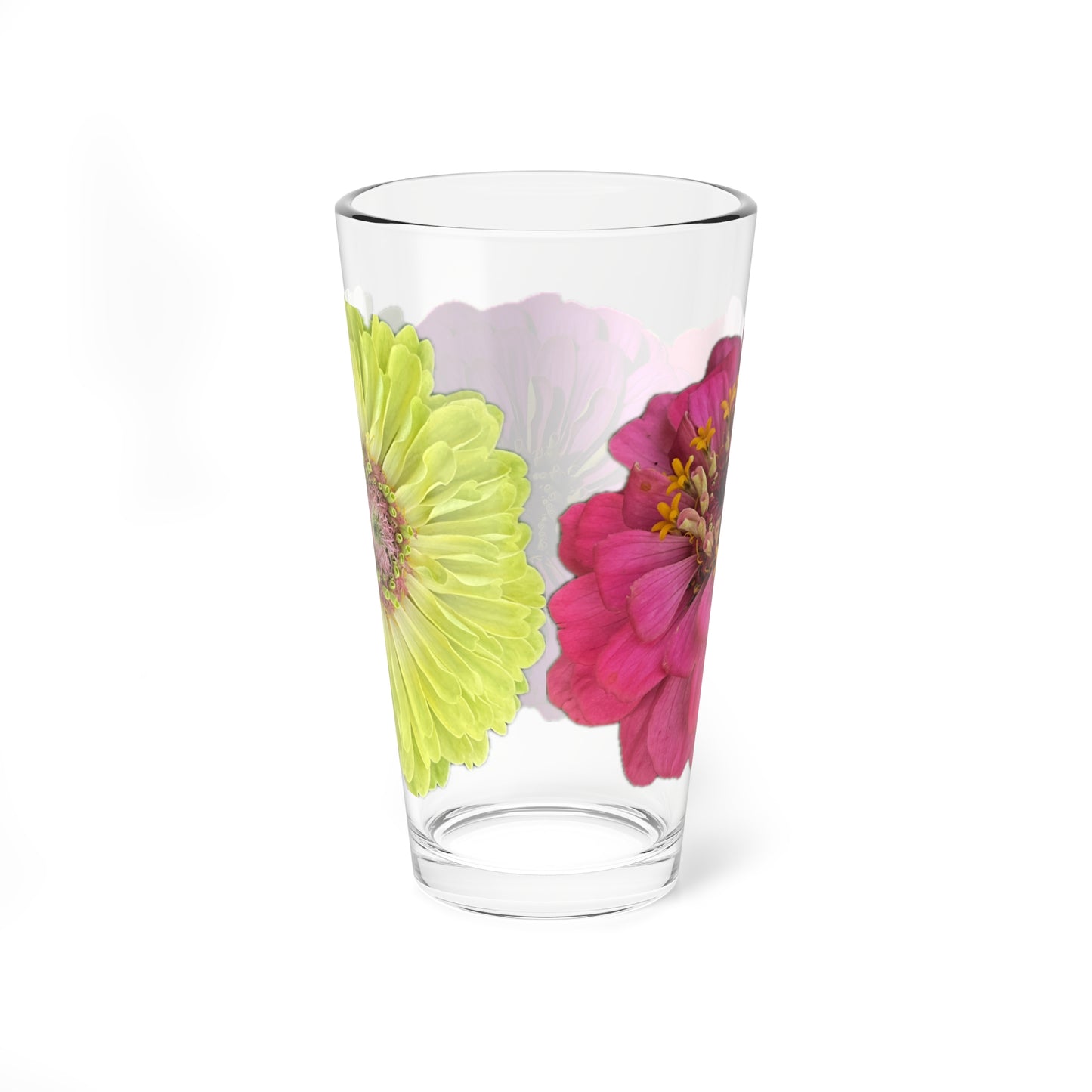 Zinnia Pint Glass Yellow Rasp Warm Pink