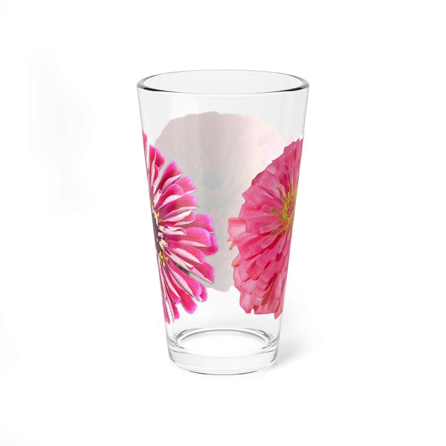 Zinnia Pint Glass Orange Pink