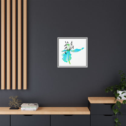 Dancing Tulips Matte Canvas, Framed Aqua