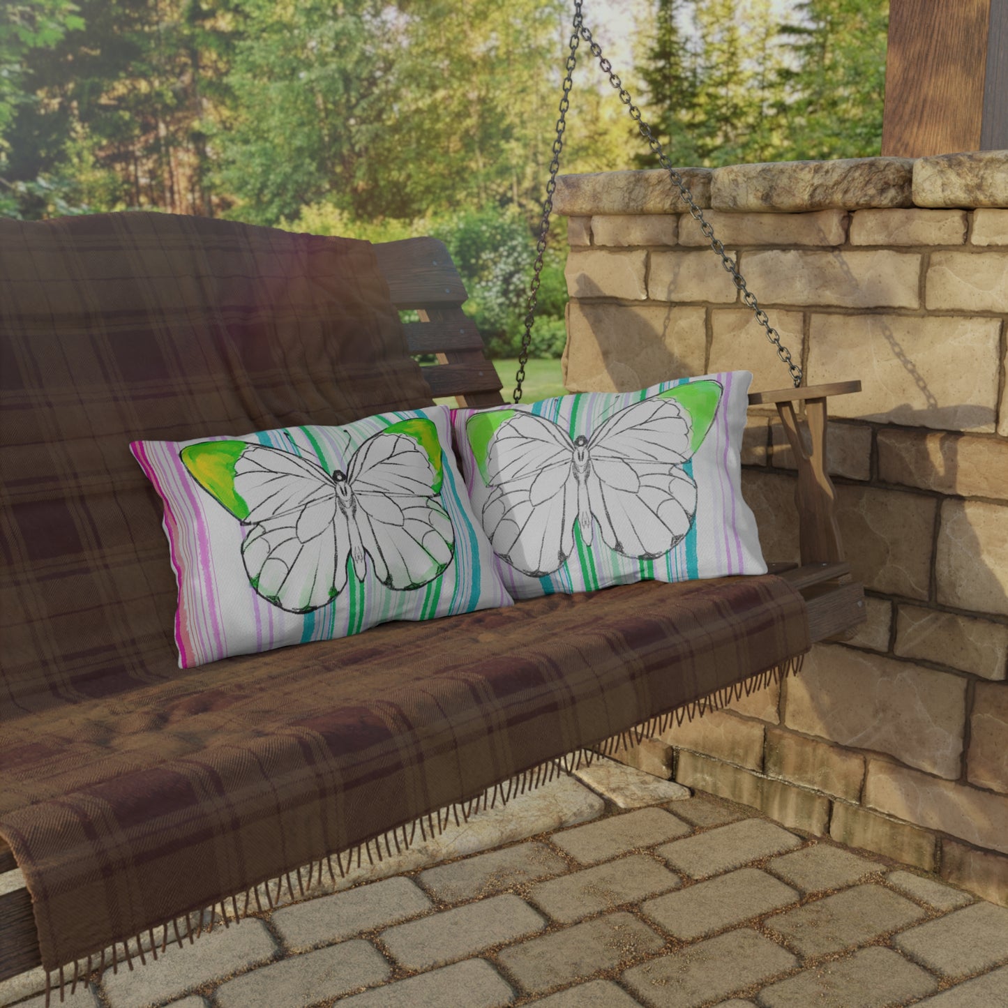 Copy of  Pillows Outdoor Watercolor Butterfly Whimsy
