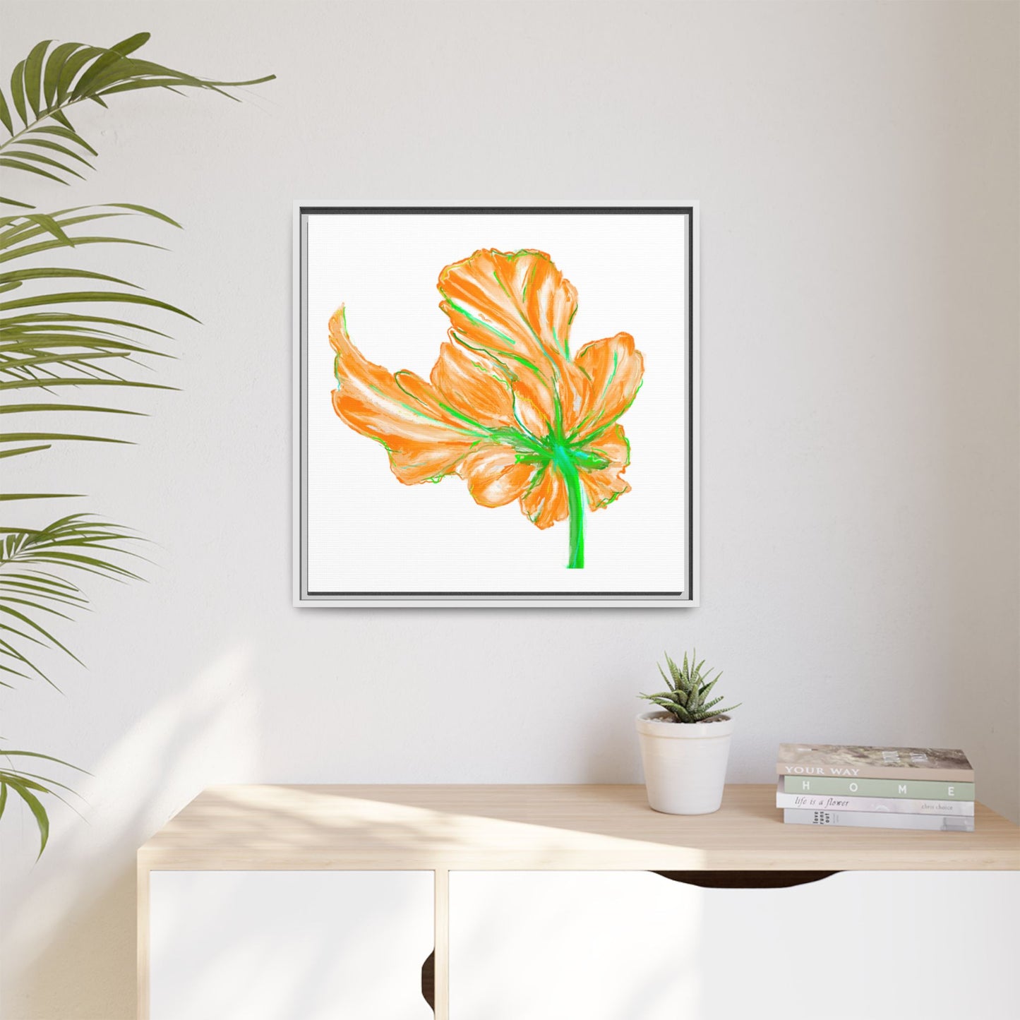Dancing Tulips Matte Canvas, Framed (Multi-color) Orange