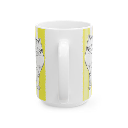 Kitty Fun Mug with Yellow Stripes