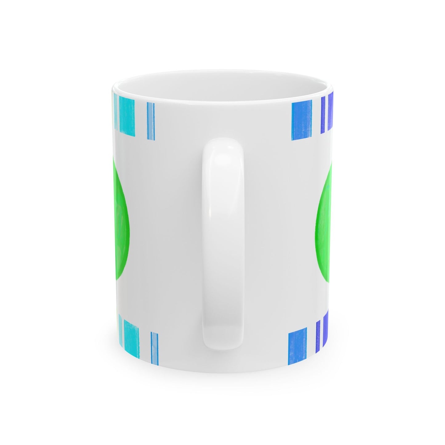 Mega Dot  & Stripes Bright Green Ceramic Mug, (11oz, 15oz)