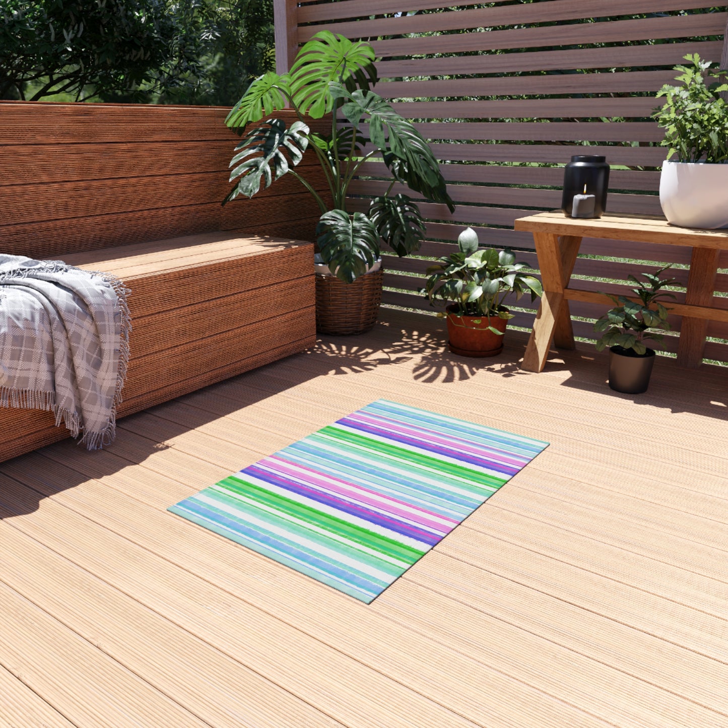 Watercolor Stripes Outdoor Rug