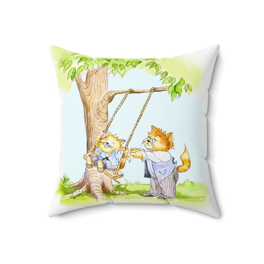 Kitty Fun Polyester Square Pillow "...for the Lord does not see..."