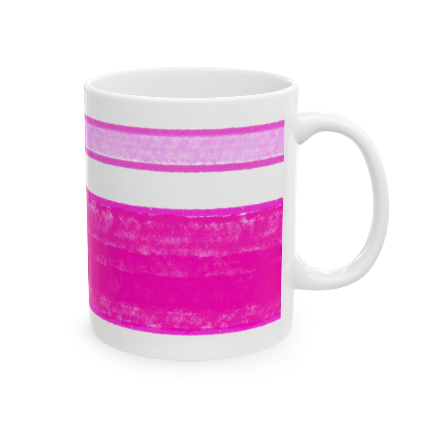 Mega Stripe Dogi Butterfly Flutter Ceramic Mug, (11oz, 15oz),  Raspberry Pink Dachshund