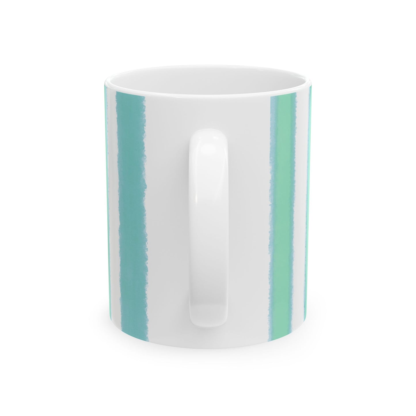 Watercolor Stripes Ceramic Mug in Green Aqua