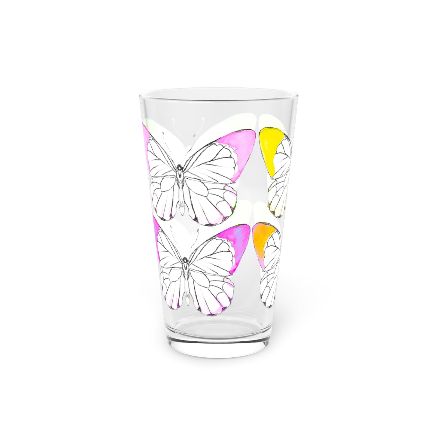Chroma Pint Glass, 16oz Pink Yellow Green