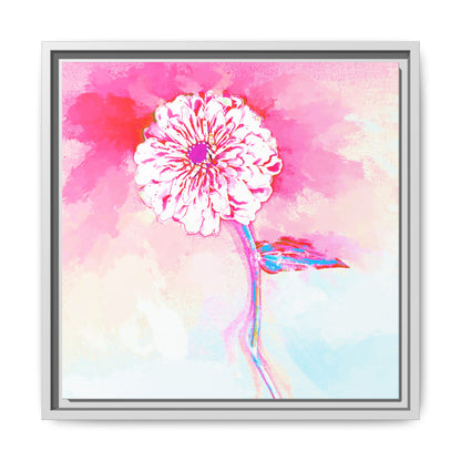 Zinnia Color Splash Matte Canvas Pink Framed