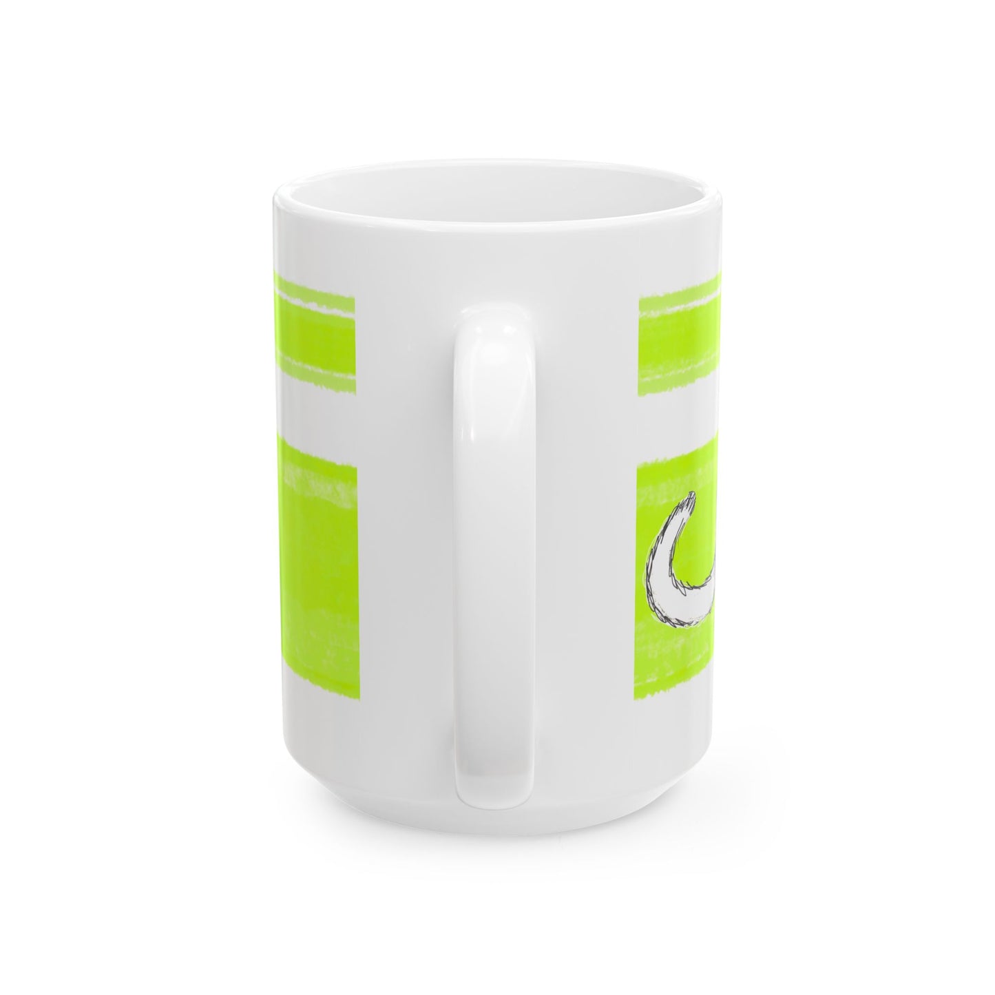 Mega Stripe Kitty Butterfly Flutter Ceramic Mug Lime