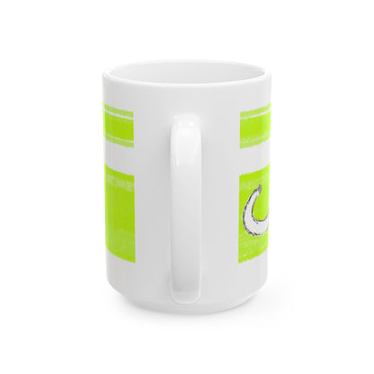 Mega Stripe Kitty Butterfly Flutter Ceramic Mug Lime