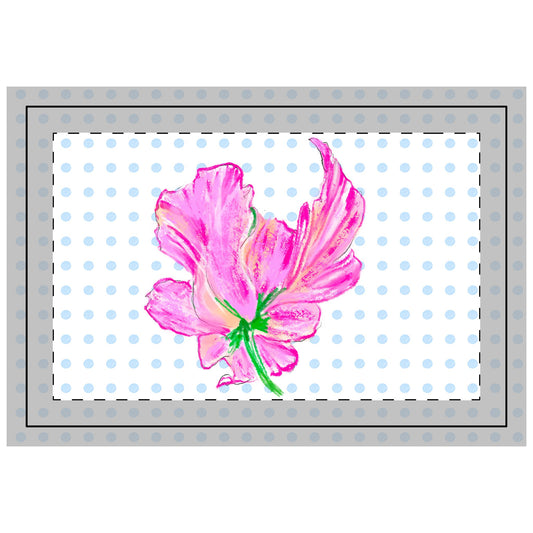 Vibrant Tulips Quilted Placemat Small Blue Polka Dots