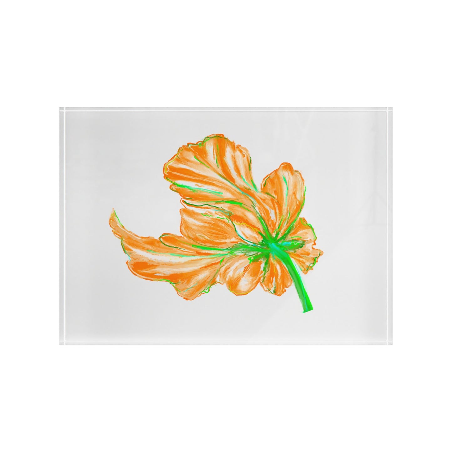 Vibrant Tulips Acrylic Art Block Orange