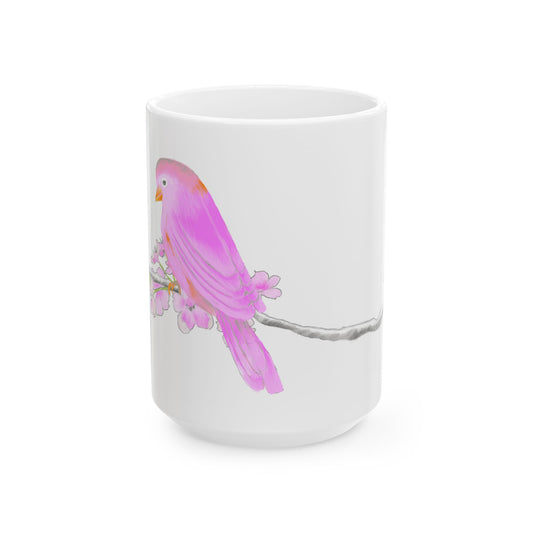 Jolly Birds Ceramic Mug, (11oz, 15oz), Pink