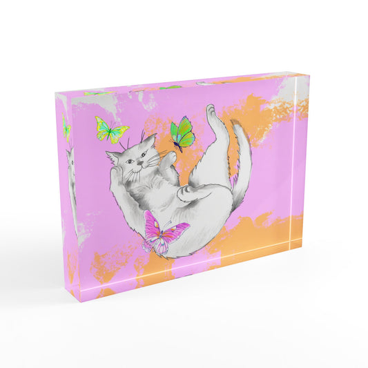 Kitty Flutter Acrylic Block