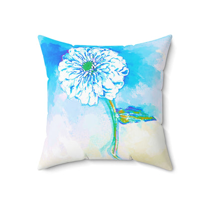 Zinnia Quiet Reflection Spun Polyester Square Pillow in Blue "Blessed be the name of the Lord" (double sided print) (20" x 20")