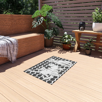 Kitty Fun Indoor/Outdoor Rug black and white