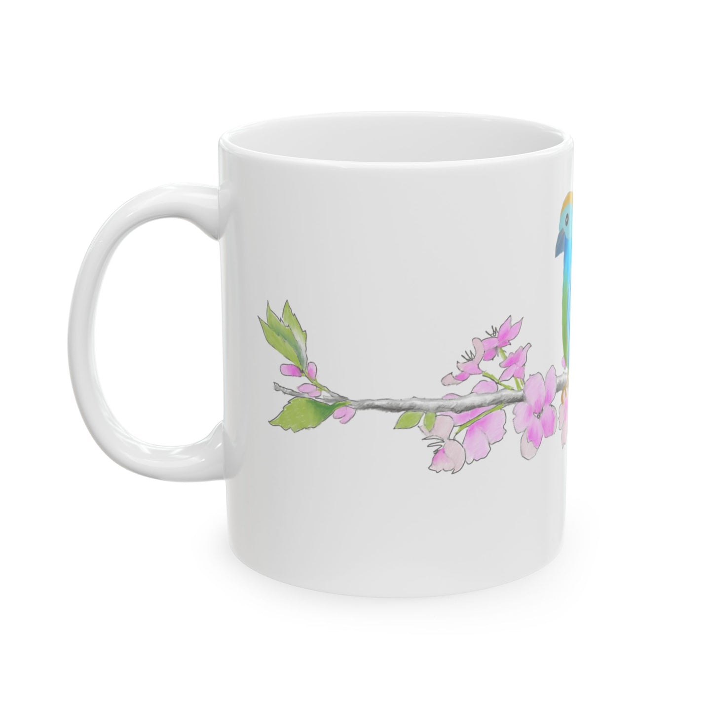 Jolly Birds Ceramic Mug, (11oz, 15oz), Sky blue