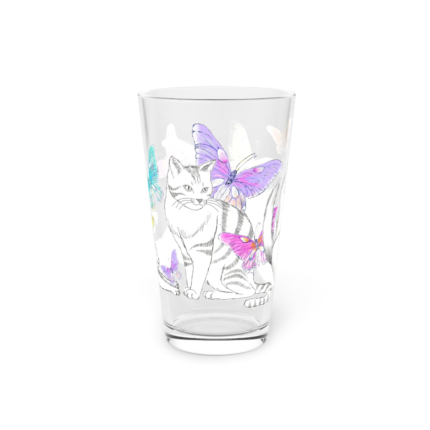 Kitty Flutter Pint Glass 16oz