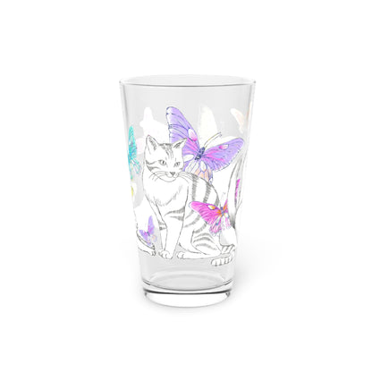 Kitty Flutter Pint Glass 16oz