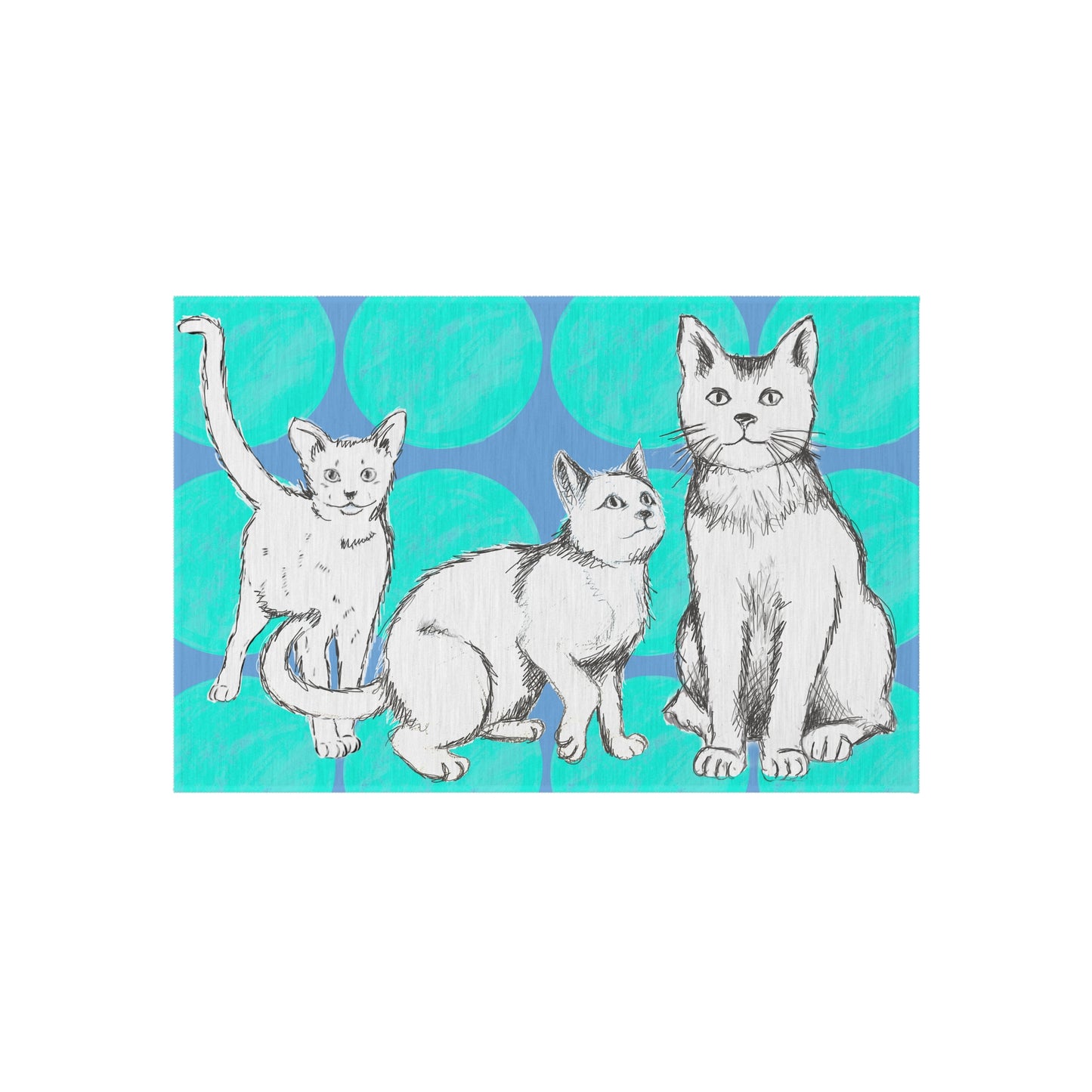 Kitty Fun Indoor/Outdoor Rug Aqua/blue