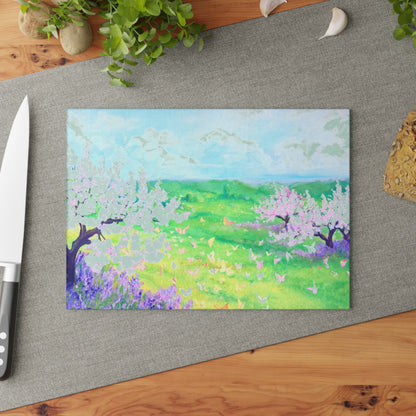 Glass Cutting Board Watercolor Landscape