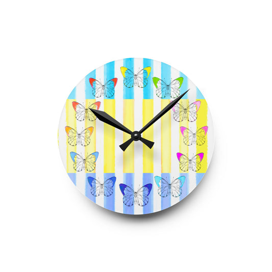 Butterfly Chroma Stripe Acrylic Wall Clock
