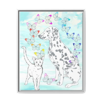 Butterfly Chroma Friendship Matte Canvas, Framed  (White)