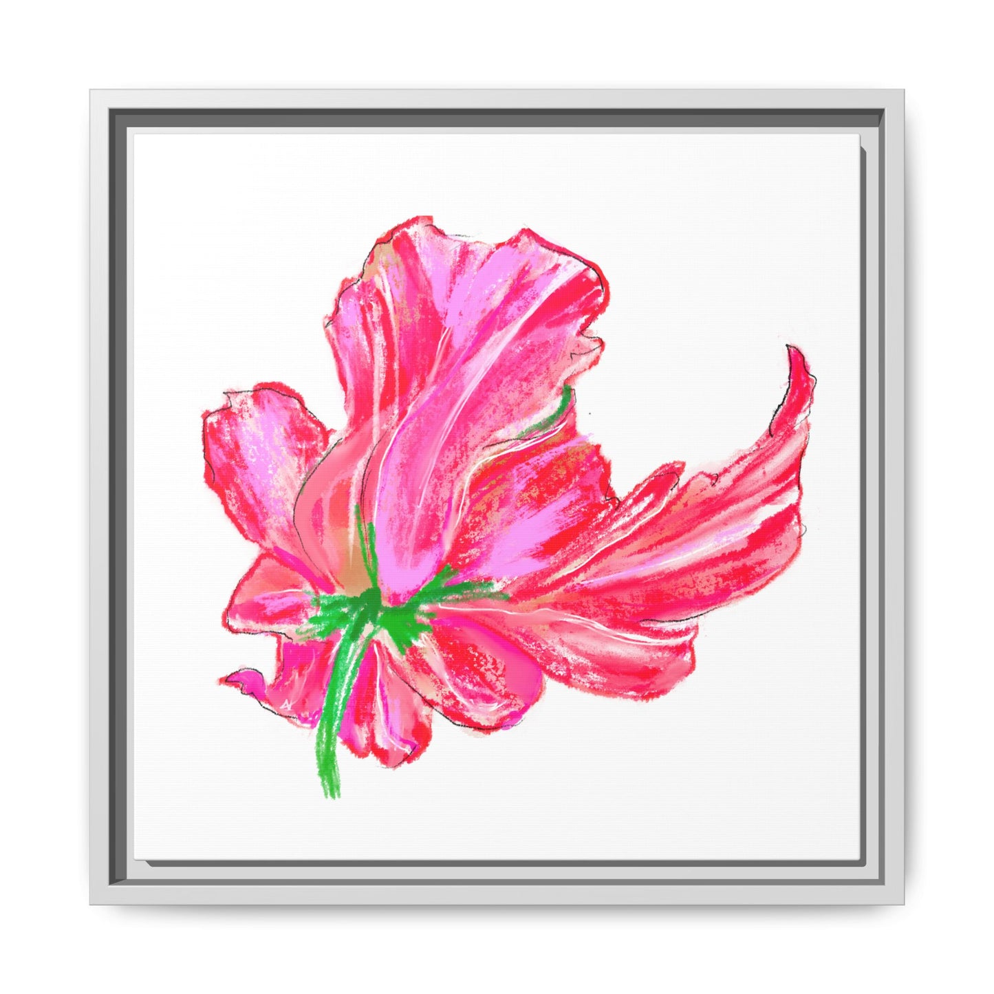 Dancing Tulips Matte Canvas, Framed (Multi-color) Pink Red