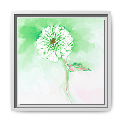 Zinnia Color Splash Matte Canvas Soft Green Framed