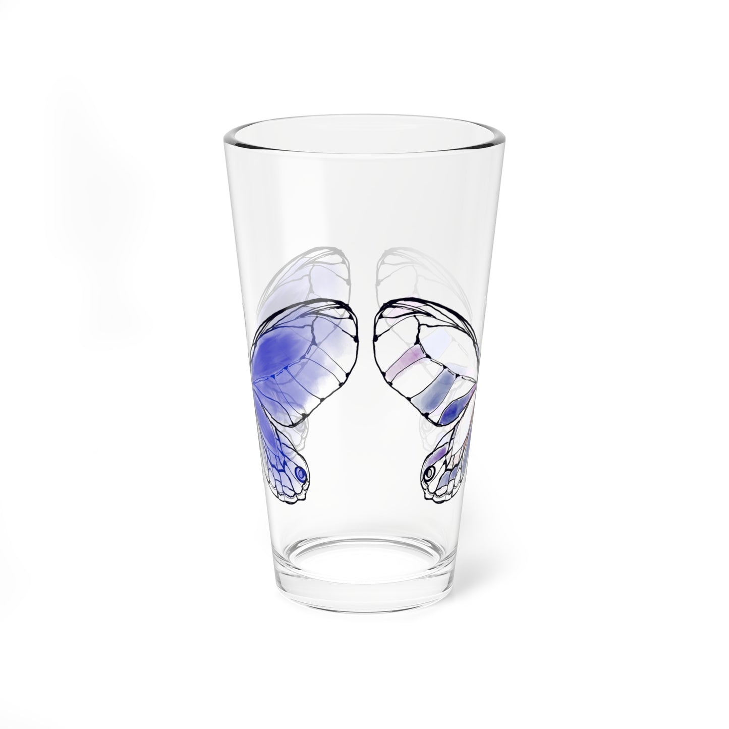 Mixing Glass, 16oz Butterfly Colorful Watercolor