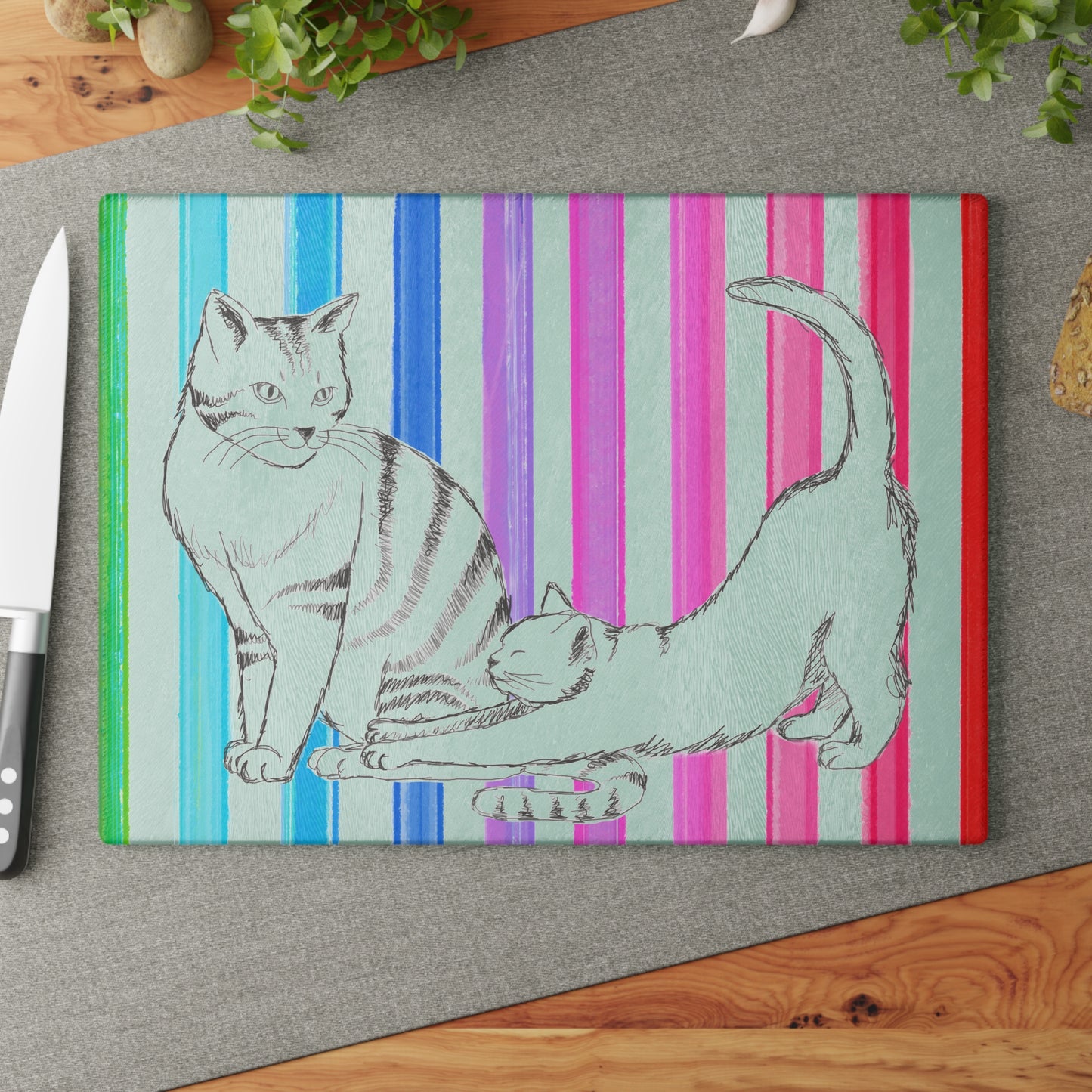 Kitty Fun Glass Cutting Board