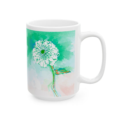 Zinnia Color Splash Mug Blue Green  “Dare to Love”