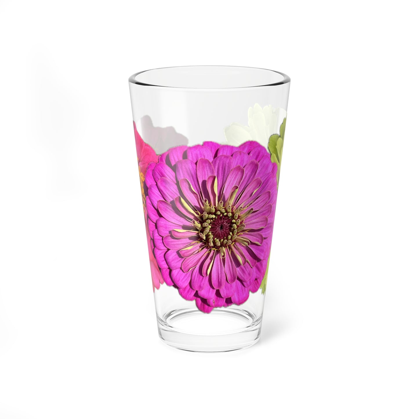 Zinnia Pint Glass Yellow Rasp Warm Pink