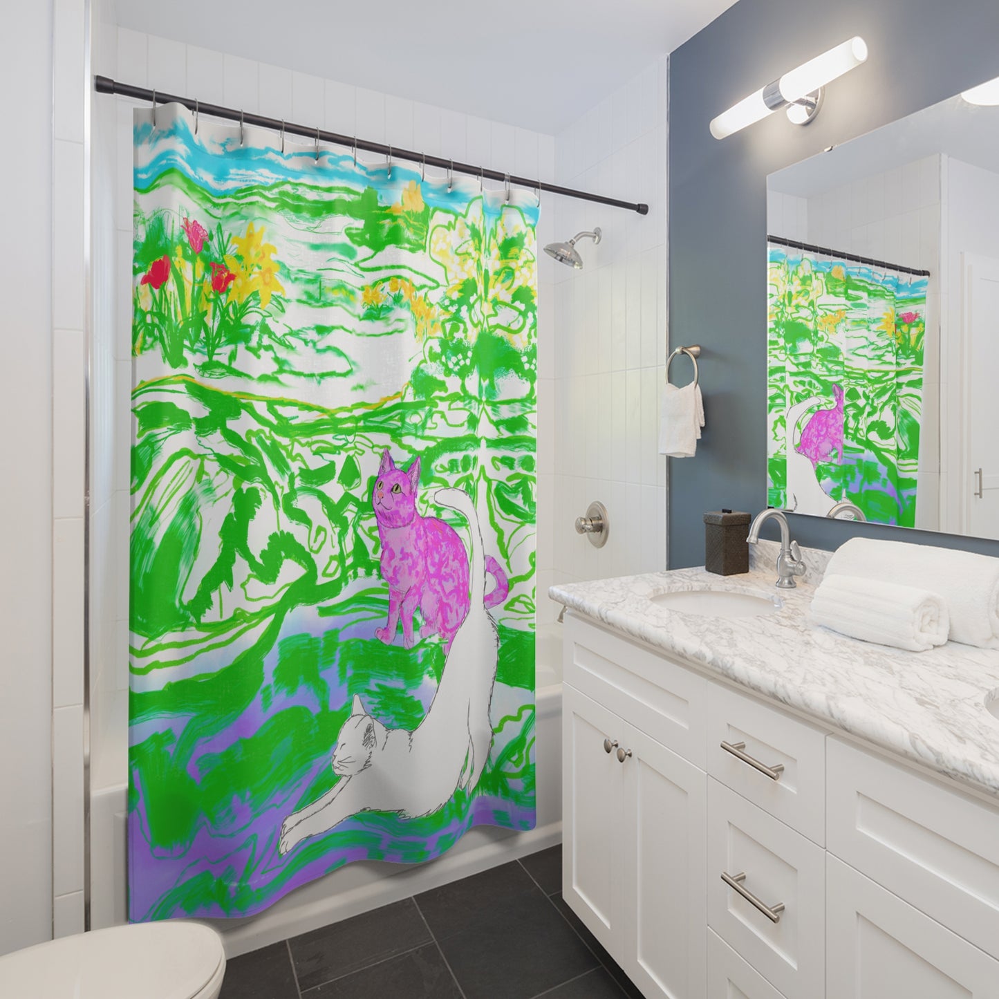 Shower Curtains Kitty Fun