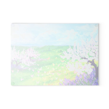 Glass Cutting Board Watercolor Landscape