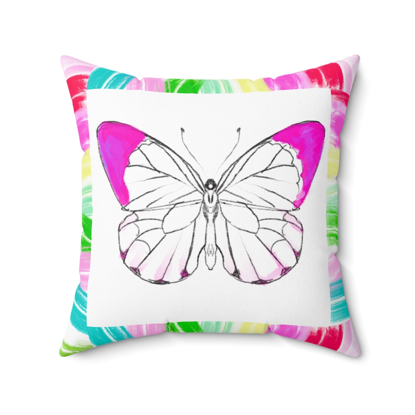 Mega Dot Polyester Square Pillow Butterfly