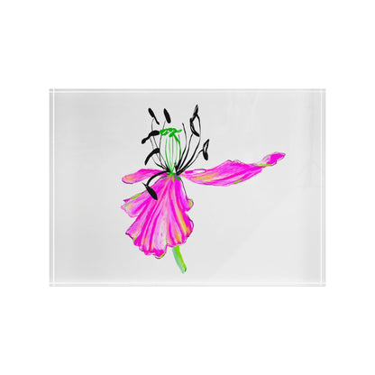 Dancing Tulips Acrylic Art Block Raspberry Pink