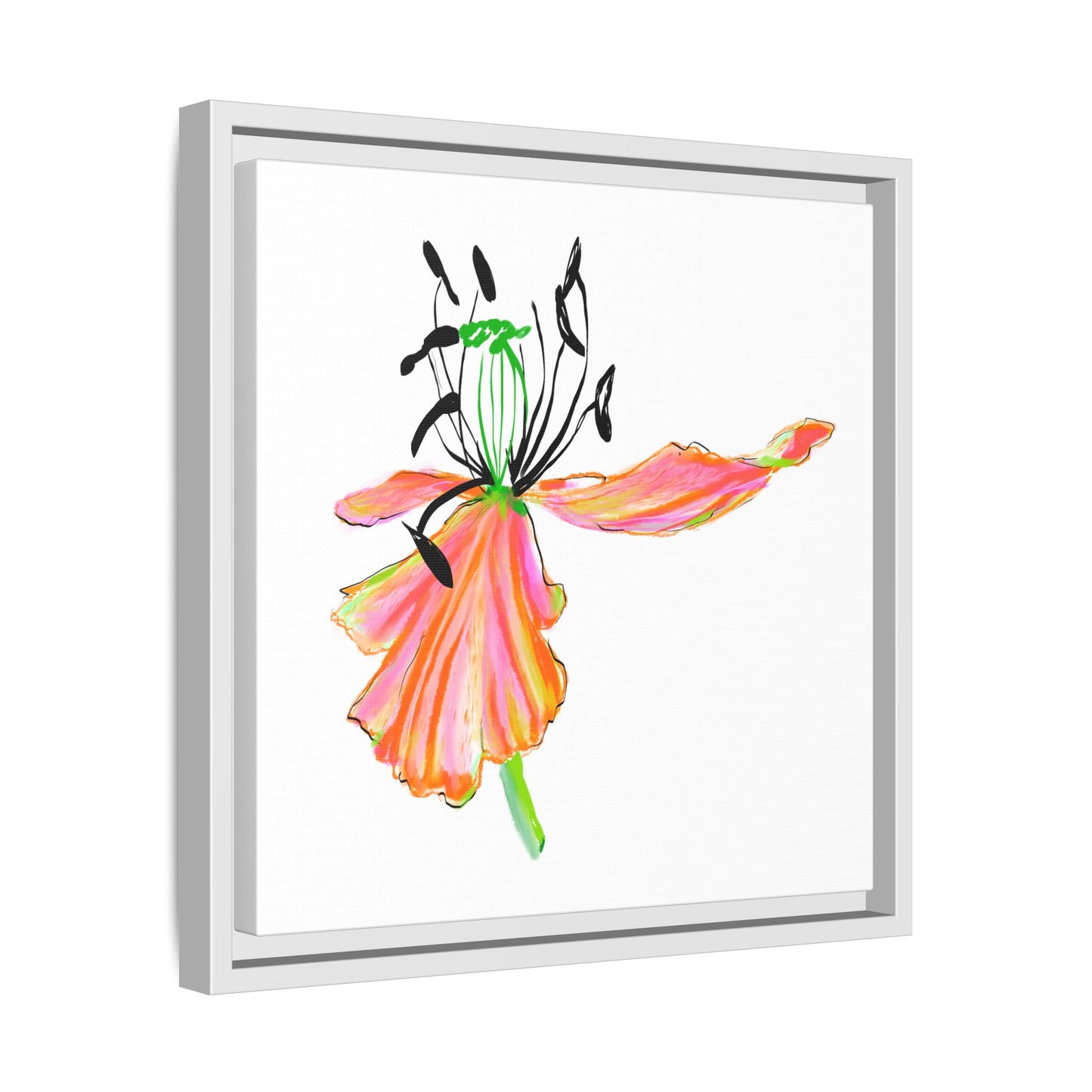 Dancing Tulips Matte Canvas, Framed (Multi-color) Orange