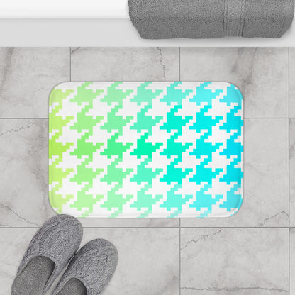 Bath Mats Houndstooth Green/Aqua