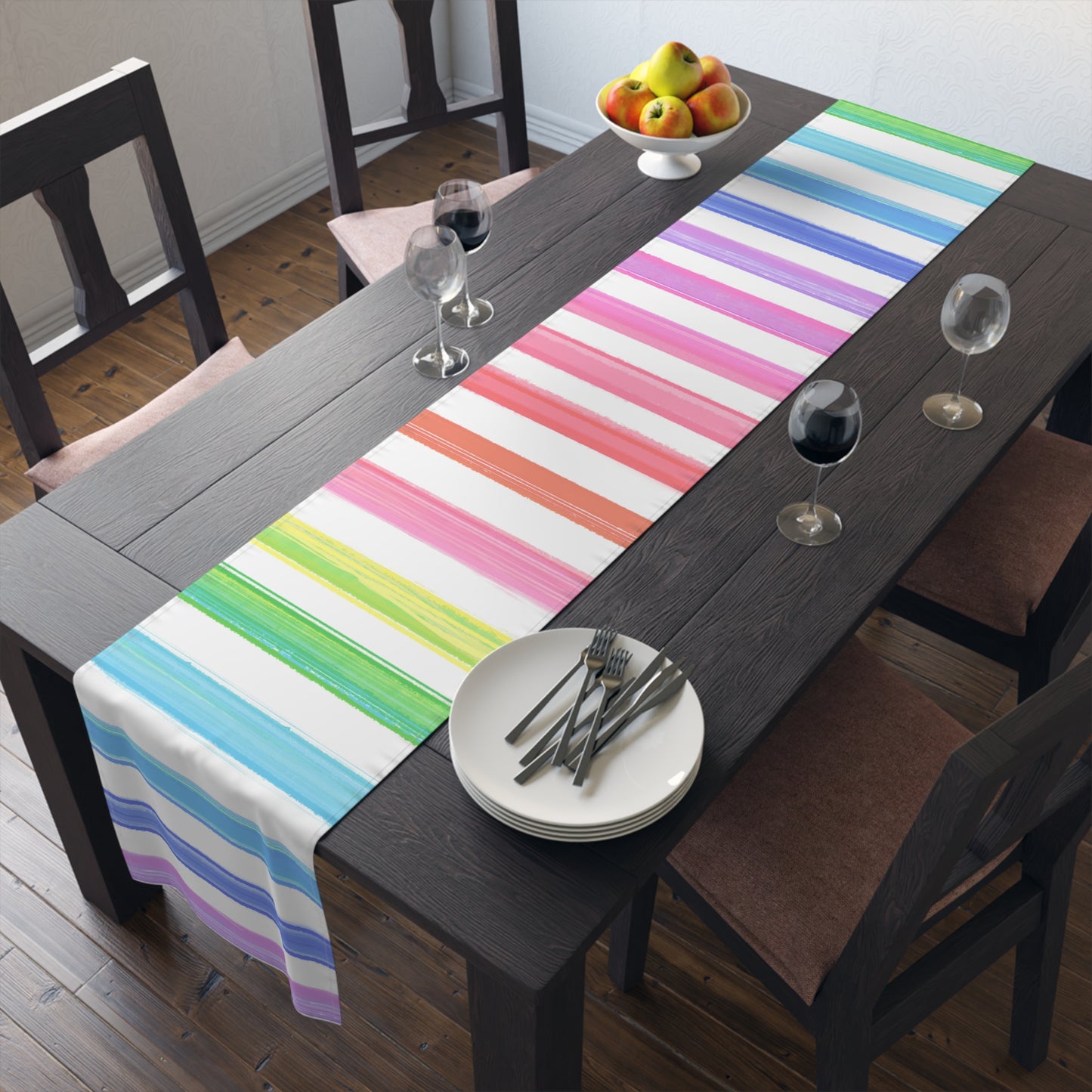 Watercolor Stripes Table Runner