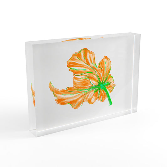 Vibrant Tulips Acrylic Art Block Orange